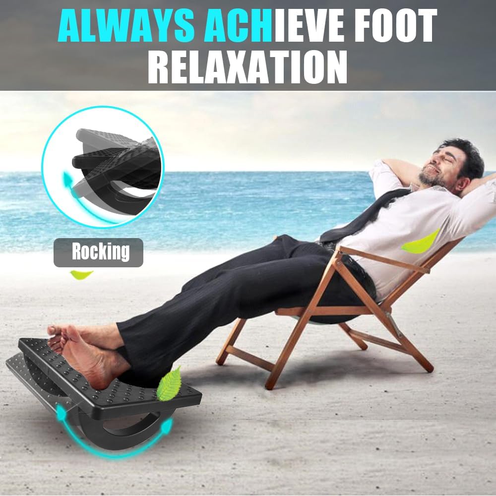 Foot Rest for Under Desk at Work, Rocking Foot Stool Footrest, Ergonomic Footrest for Office Chair with Massage Surface, Foot Stool for Office Chair Home Airplane Travel Back Leg Pain Pressure Relief