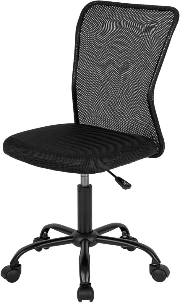 Home Office Chair Mid Back Mesh Desk Chair Armless Computer Chair Ergonomic Task Rolling Swivel Chair Back Support Adjustable Modern Chair with Lumbar Support,Black