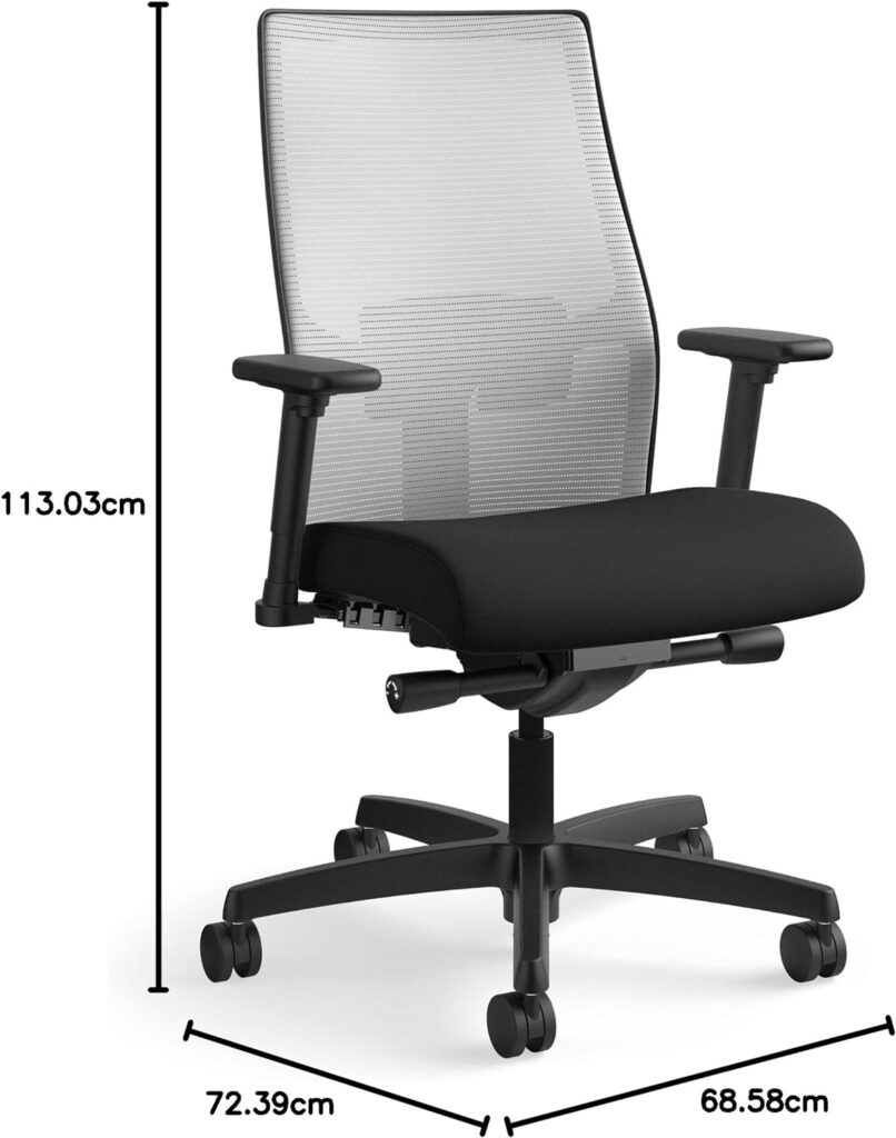 HON Ignition 2.0 Ergonomic Office Chair Mesh Back with Synchro-Tilt Recline, Lumbar Support, Swivel Wheels - Comfortable Home Desk Chairs for Long Hours  Computer Task Work - Executive Black