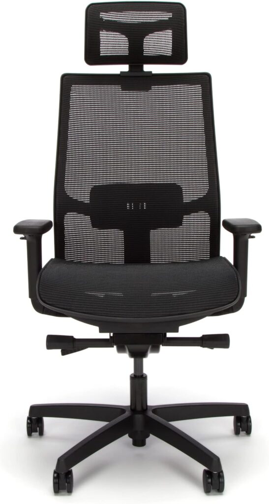 HON Ignition 2.0 Ergonomic Office Chair Mesh Back with Synchro-Tilt Recline, Lumbar Support, Swivel Wheels - Comfortable Home Desk Chairs for Long Hours  Computer Task Work - Executive Black