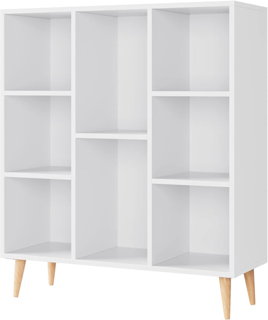 ITUSUT Floor Display Side Cabinet, Home Furniture Open Shelf Bookcase with Legs, 8 Cube Storage Organizer for Small Space, Bedroom, Living Room, Office