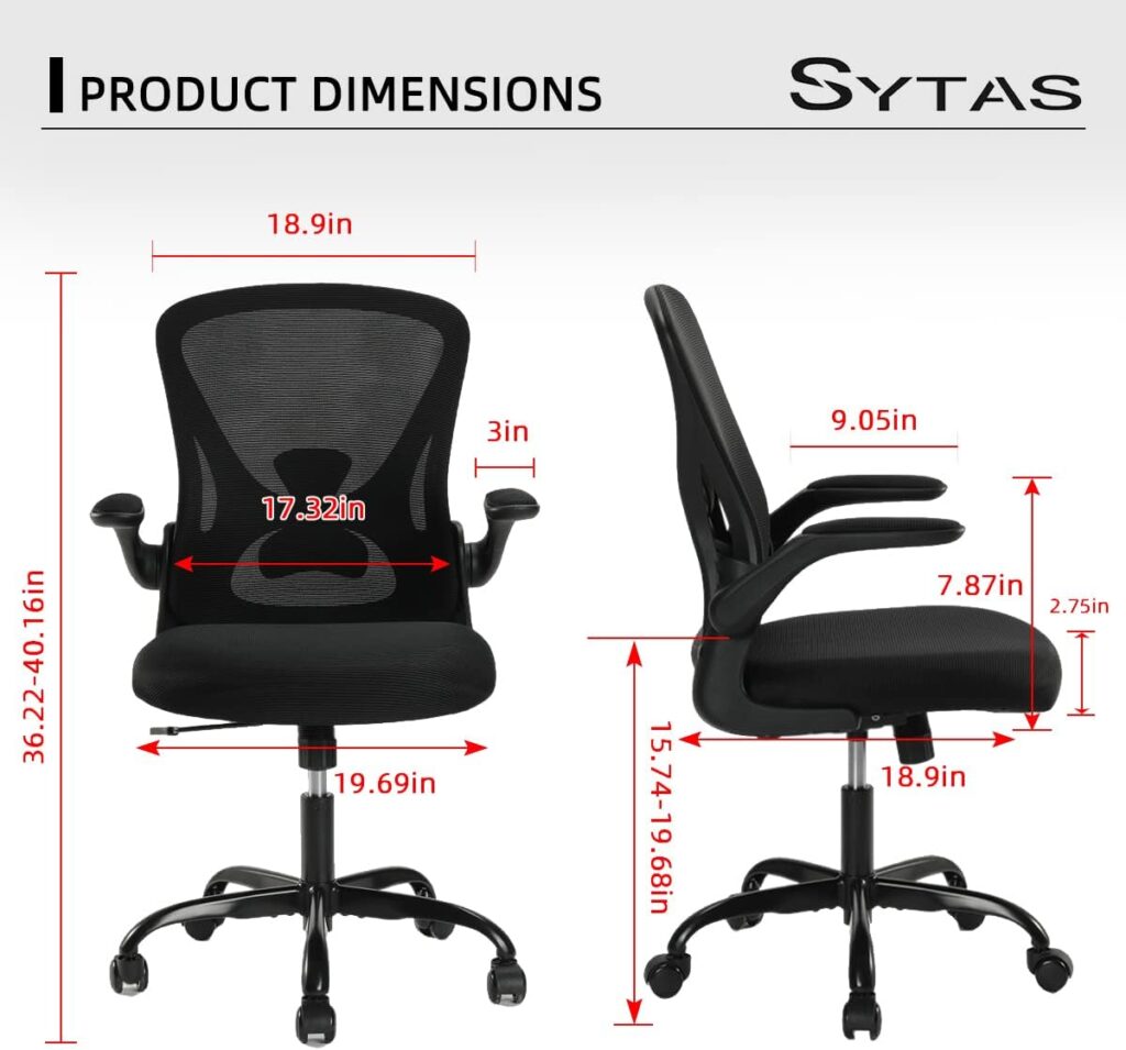 Sytas Home Office Chair Ergonomic, Mesh Desk Chair Lumbar Support, Ergonomic Computer Chair Adjustable Armrest