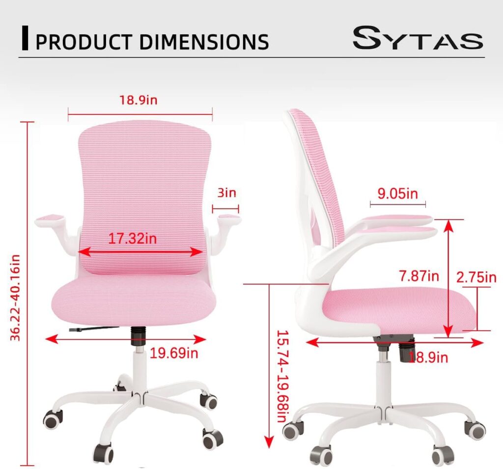 Sytas Home Office Chair Ergonomic, Mesh Desk Chair Lumbar Support, Ergonomic Computer Chair Adjustable Armrest