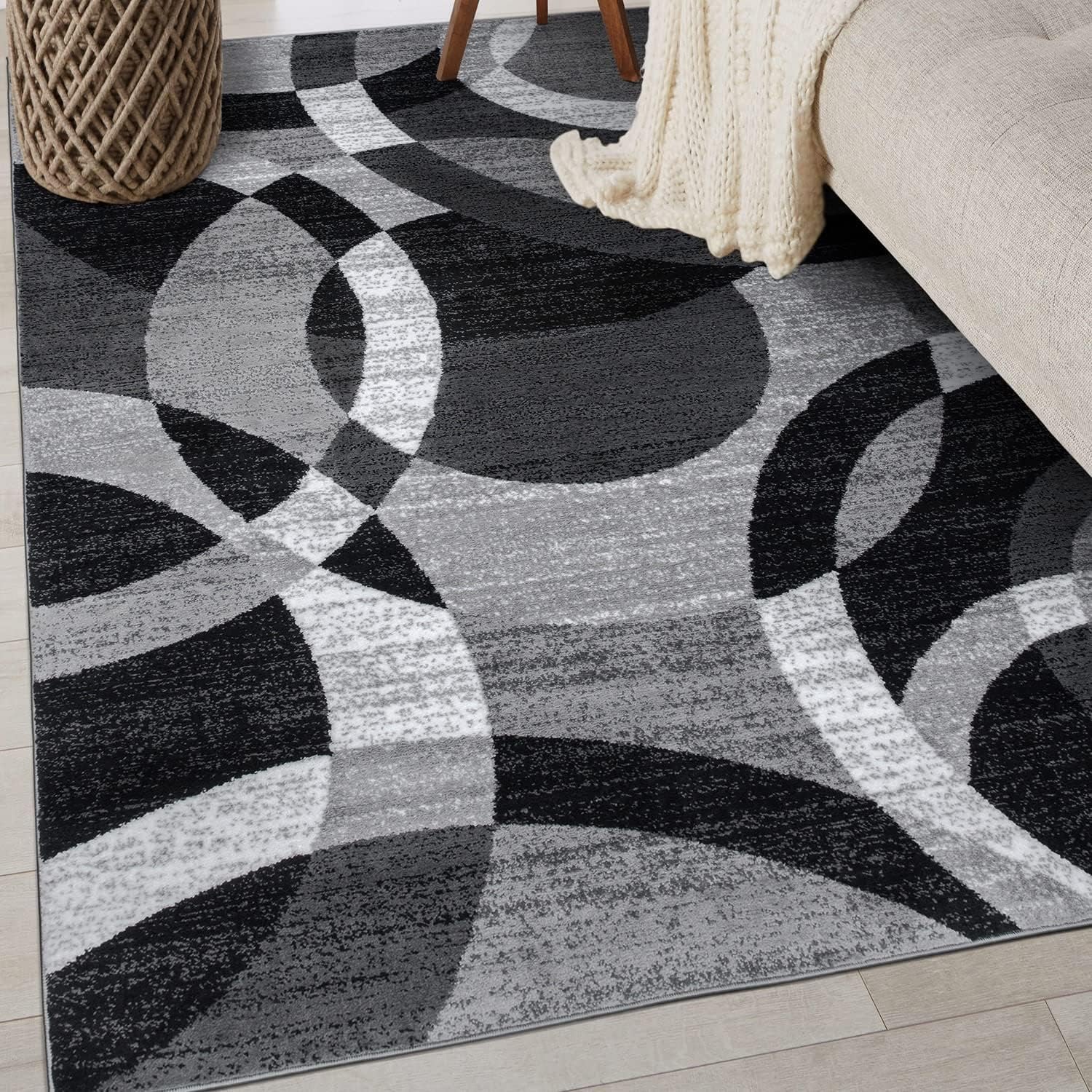 Rugshop Contemporary Abstract Circles Perfect for high Traffic Areas of Your Living Room,Bedroom,Home Office,Kitchen Area Rug 33 x 5 Gray